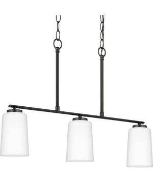 Adley 3-Light Etched White Glass New Traditional Linear Chandelier Matte Black