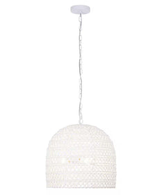 Alsy Nantucket 18"W 3-Light Matte White Woven Wicker Rope Large Pendant Light Fixture, Coastal Style