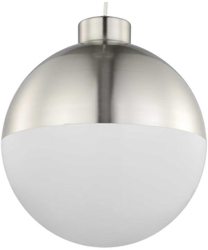 Globe LED 1-Light Opal Glass Mid-Century Modern Pendant Light Brushed Nickel