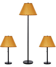 Catalina Lodge Cabin 3-Piece Floor and Table Lamp Combo Set, Rustic Bronze Metal Finish
