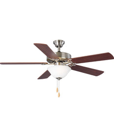 AirPro 52" 5-Blade Ceiling fan with White Etched Light Kit Brushed Nickel