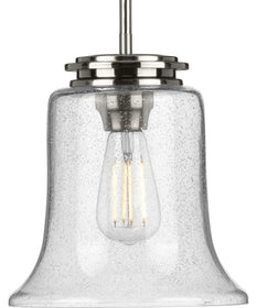 Winslett 1-Light Clear Seeded Glass Coastal Pendant Light Brushed Nickel