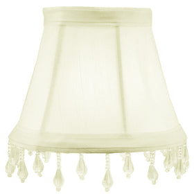 5"W x 4"H Candelabra Stretch Eggshell with Liner Clear Beads