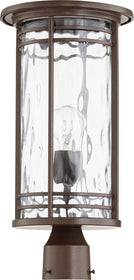 19"H Larson 1-light Outdoor Post Lantern Oiled Bronze w/ Clear Hammered Glass